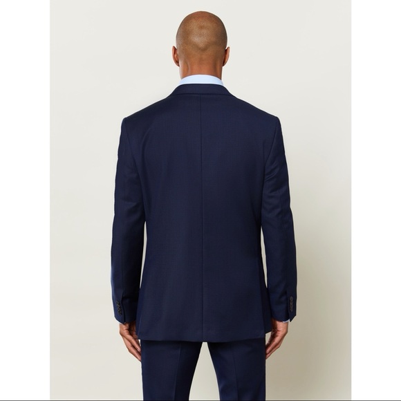 TM Lewin Maxwell Infinity Active Slim Fit Navy Textured 2 Piece Suit - Picture 4 of 9